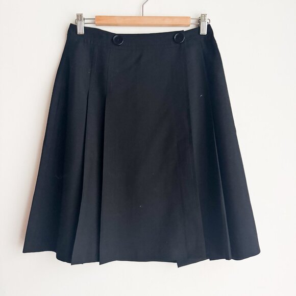 Vintage ICE Black Wrap Skirt Black Lightweight Wool 12 - Picture 2 of 4